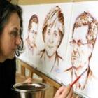  Artista cria retratos de políticos alemães com 'tintas comestíveis'
