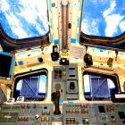 Cockpit do ônibus espacial Discovery em foto de alta definição e em 360 graus