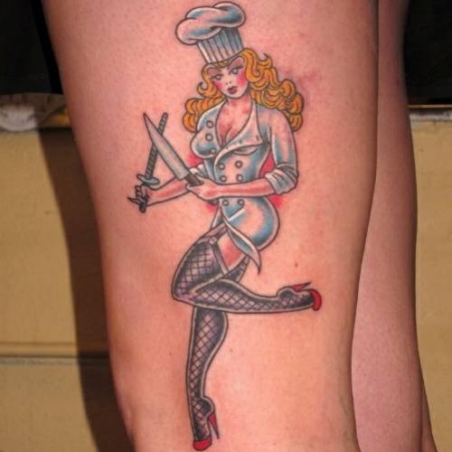 Tatuagens de pin-ups chefs de cozinha