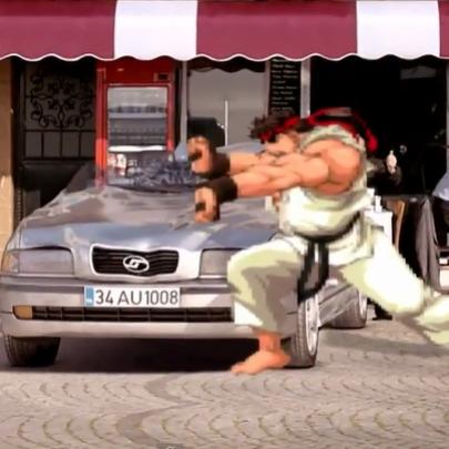 Ryu (Street Fighter) destrói carro em comercial de seguros