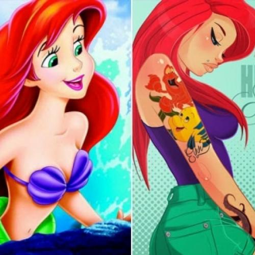 Princesas da Disney ganham tatuagens e estilos alternativos