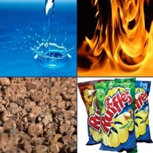 Os 4 elementos: água, fogo, terra e ruffles