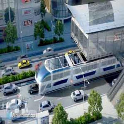 Chineses apresentam projeto de ônibus que passa por cima de carros!