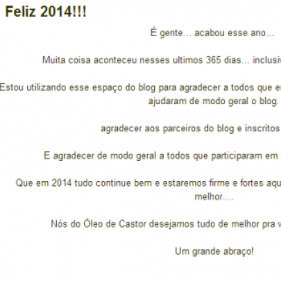 Óleo de Castor deseja um feliz 2014 para todos!
