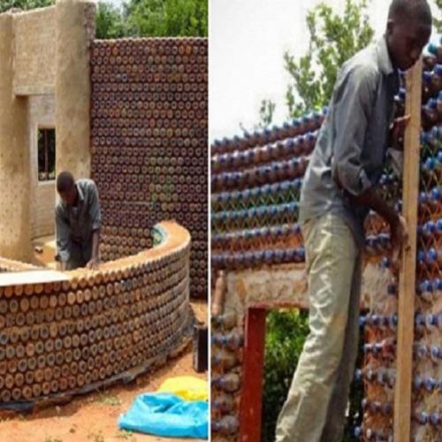 Casas construídas com garrafas de plástico são econômicas, ecológicas 