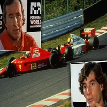 Ayrton Senna discutindo com Jackie Stewart