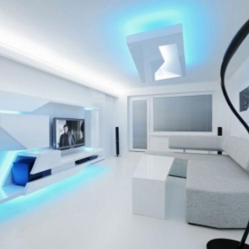 Decoração minimalista e futurista para um apartamento reformado