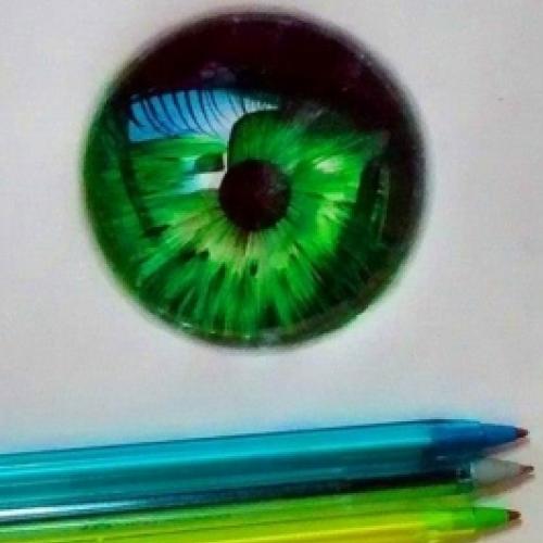 Desenhos realistas de olhos feitos com canetas esferográficas