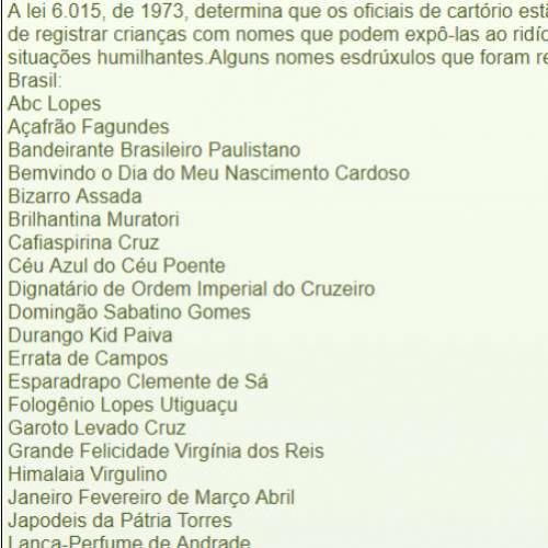 Os nomes mais estranhos