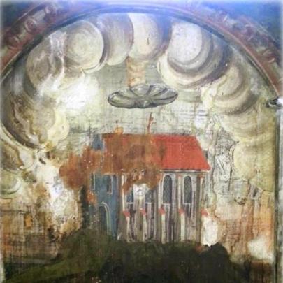Possível OVNI / UFO é descoberto em pintura antiga na România