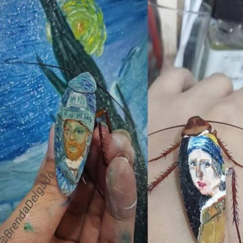 Artista transforma baratas mortas em obras de arte