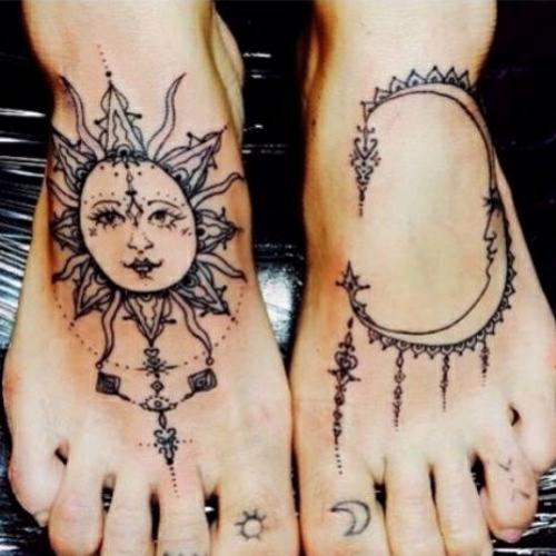 Sol e lua em tatuagens
