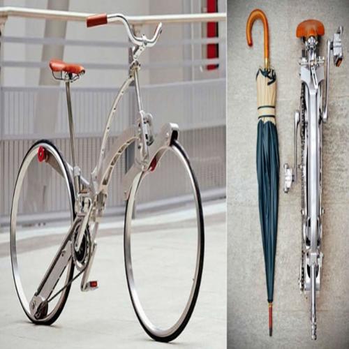 Bicicleta dobrável fica do tamanho de um guarda-chuva