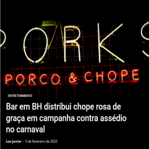 Bar em BH distribui chope rosa de graça em campanha contra assédio no 