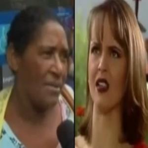 Paola Bracho conversa com a mulher do bolsa família