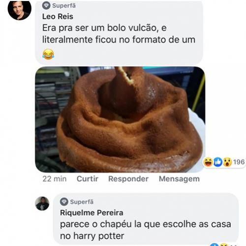 Esse cara mirou num bolo vulcão e acabou fazendo o chapéu seletor de h