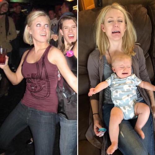 Pais e Mães tiram fotos de antes e depois de ter filhos
