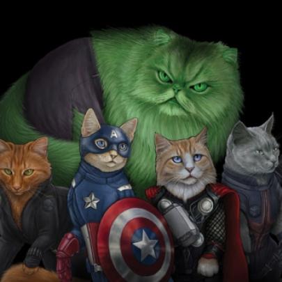 Gatos super-heróis do ilustrador Jenny Parques (14 fotos)