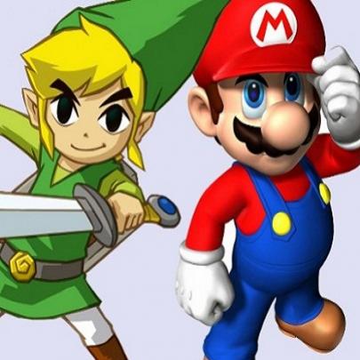 Link e mario juntos em uma batalha