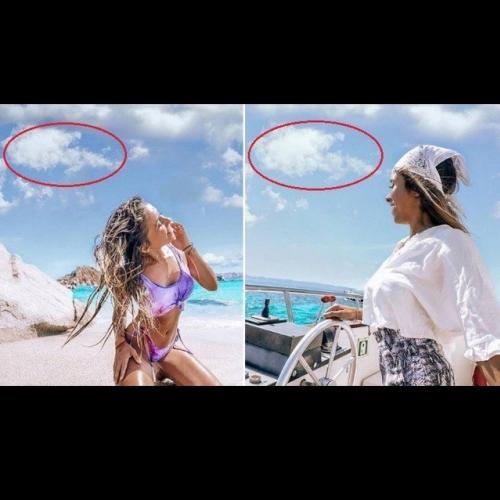 Influencer argentina é criticada por repetir nuvens em fotos diferente
