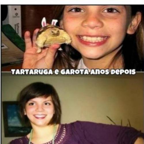 Tartaruga e garota anos depois