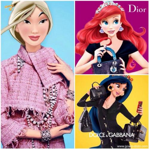 Colagens lindas usando as Princesas da Disney em campanhas publicitári