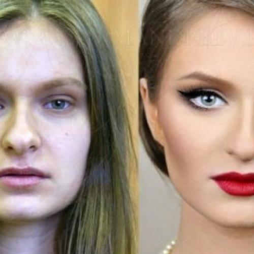 Mulheres antes e depois da maquiagem