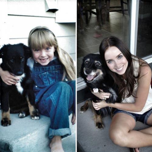 Antes e depois de cães e donos