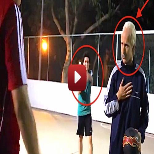 Velhinho humilha no futebol de rua