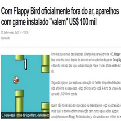 Flappy Bird sai do ar e aparelhos com game instalado valem até US$ 100
