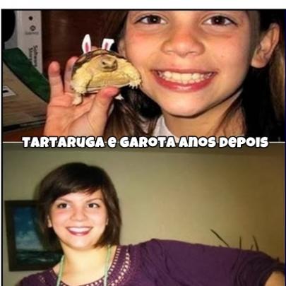 Garota e tartaruga anos depois