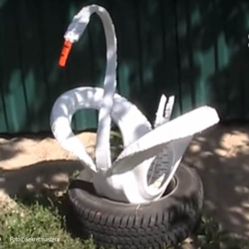 Como fazer um cisne usando um pneu