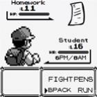 Estudante vs dever de casa, na versão Pokémon para Game Boy