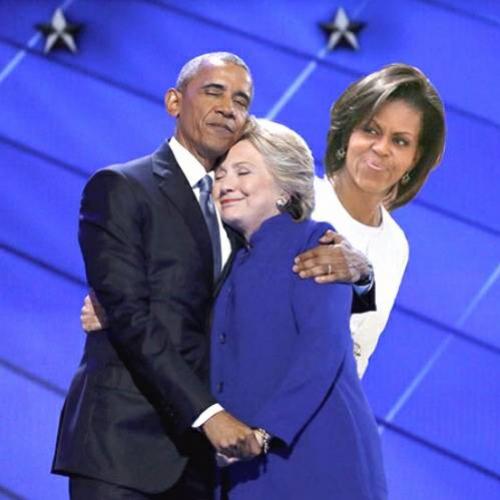 Photoshoppers arruínam o abraço de Obama em Hillary