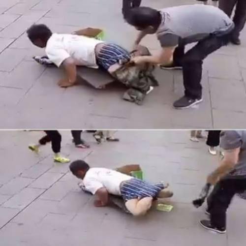 Homem 'sem pernas' que pedia esmola em rua é desmascarado