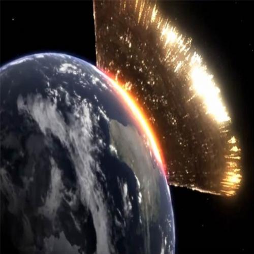 Uma simulação realista da Terra sendo atingida por um asteroide