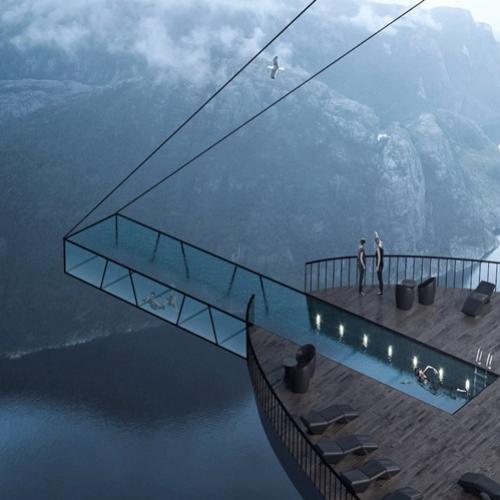 Hotel na Noruega terá piscina de vidro a 600 metros de altura