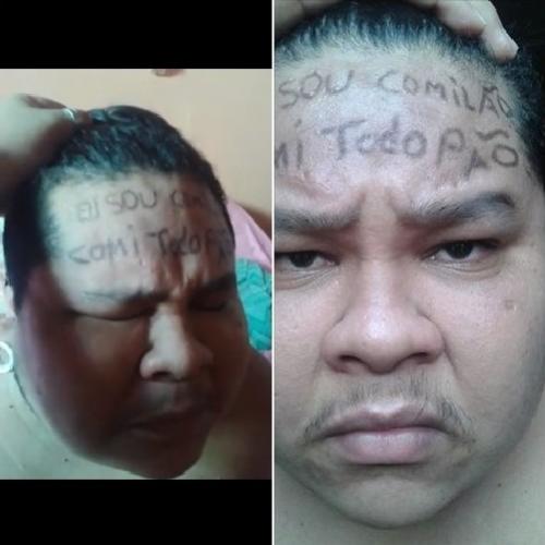 Mãe com raiva tatua na testa do filho