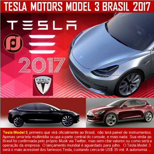 Carro da Tesla - Model 3 no Brasil em 2017