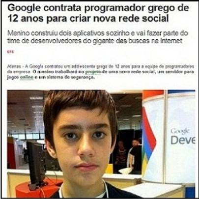 Google contrata garoto de 12 anos, para criar nova rede social