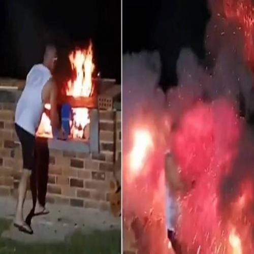 Homem quase morre ao tentar turbinar fogo de churrasqueira