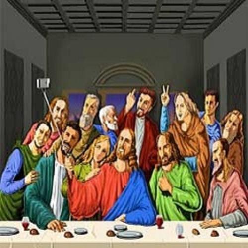 Santo Selfie: Ilustrações satíricas de figuras religiosas tirando self