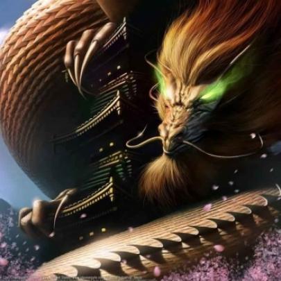 A impressionante pintura de um dragão japonês