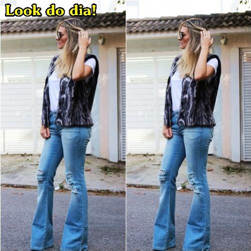 Look : Calça Jeans Destroyed e Colete!