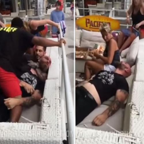 Segurança aplica Mata Leão para imobilizar homem no bar na Florida