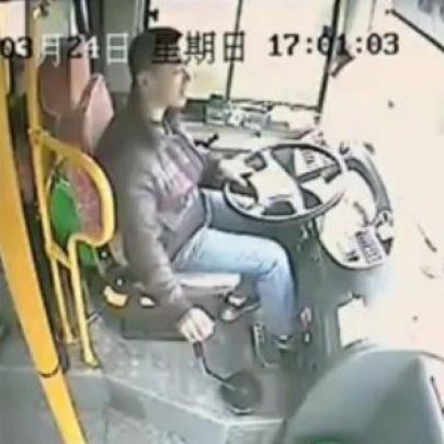 Reação rápida de um chinês em um acidente salvou sua vida.
