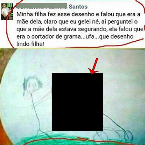Essa mãe ficou muito assustada com o desenho da filha.