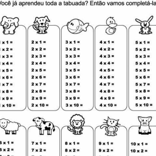 Confira Tabuada Para Completar e Multiplicar