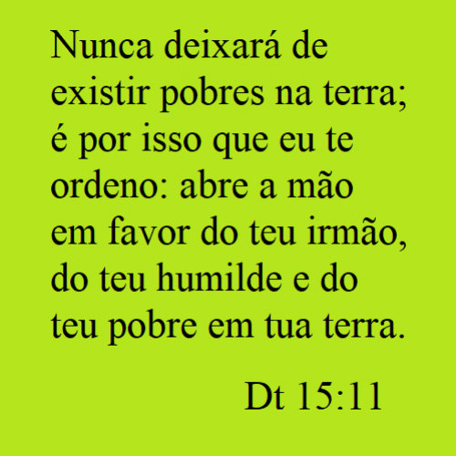 Nunca Deixará de Existir Pobres Na Terra. (Dt 15, 11)