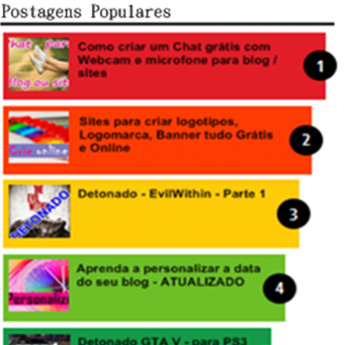 Postagens Populares Personalizada Colorful para Blog